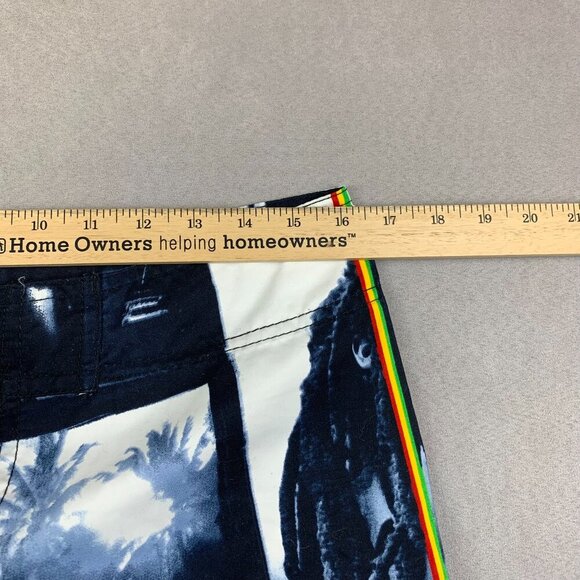 Billabong Bob Marley Mens Swim Trunks 32 Blue Boardshorts Surfing Rasta Reggae - Picture 4 of 8